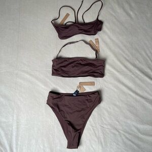 Three-Piece SKIMS 🤎 SWIM Bundle Bikini Set Cocoa Small NWT
